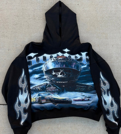 DRIVEN BY HUSTLE – Premium Rhinestone Hoodie