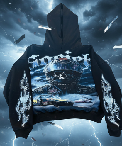 DRIVEN BY HUSTLE – Premium Rhinestone Hoodie