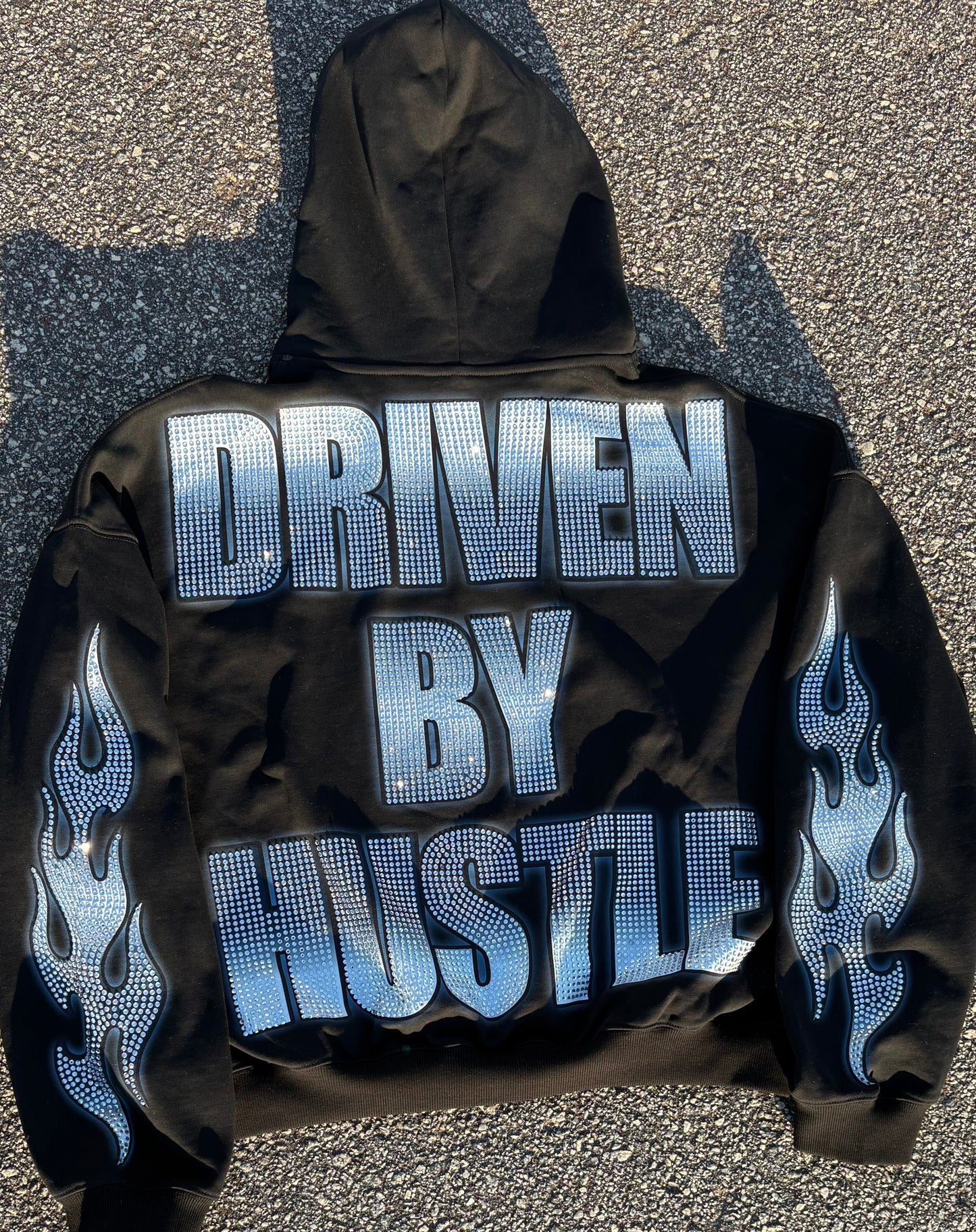 DRIVEN BY HUSTLE – Premium Rhinestone Hoodie