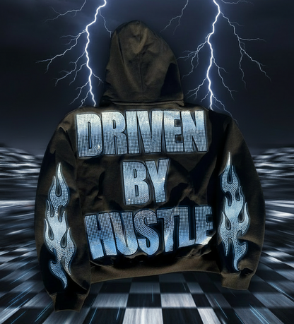 DRIVEN BY HUSTLE – Premium Rhinestone Hoodie